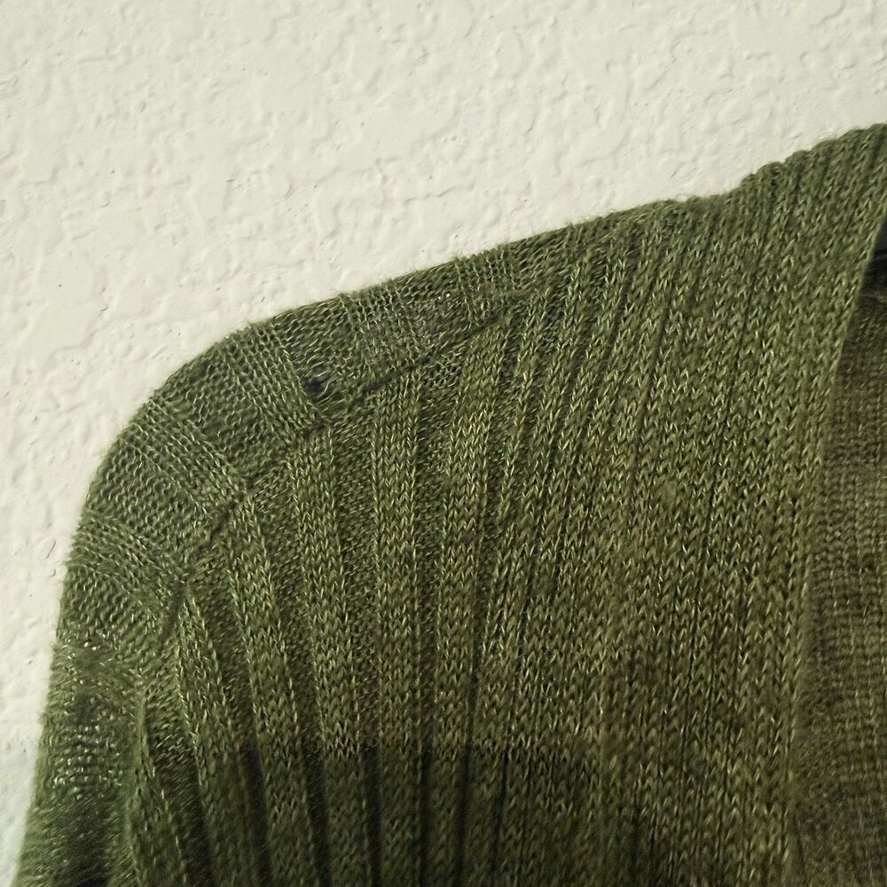 Eileen Fisher Cardigan Womens Size Large Green Linen Open Front - Picture 3 of 7